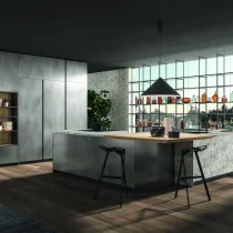 Refined Modern Kitchen in Matte Metallic Lacquer & Knotted Oak - Image 3