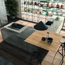 Refined Modern Kitchen in Matte Metallic Lacquer & Knotted Oak - Image 13