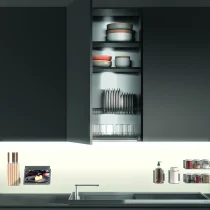 Refined Modern Kitchen in Matte Metallic Lacquer & Knotted Oak - Image 8