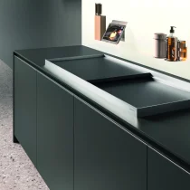 Refined Modern Kitchen in Matte Metallic Lacquer & Knotted Oak - Image 5
