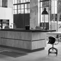 Industrial Concrete & Wild Wood Kitchen with Island - Image 3