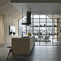LINE Island Kitchen in Ottawa & Metal Grey with Integrated Bookcase - Image 6
