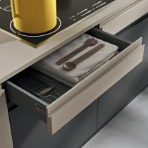 LINE Island Kitchen in Ottawa & Metal Grey with Integrated Bookcase - Image 8
