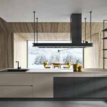 LINE Island Kitchen in Ottawa & Metal Grey with Integrated Bookcase - Image 7