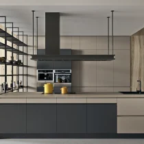 LINE Island Kitchen in Ottawa & Metal Grey with Integrated Bookcase - Image 2