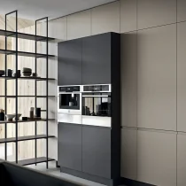 LINE Island Kitchen in Ottawa & Metal Grey with Integrated Bookcase - Image 4