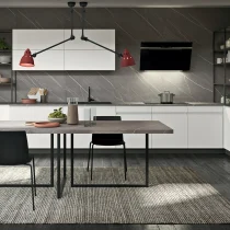 LINE Corner Kitchen in White Matt Lacquer with HPL Chiba Finish - Image 3