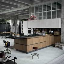 Industrial Concrete & Wild Wood Kitchen with Island - Image 8