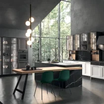 EGO Kitchen with Metal Grey Columns & Telayo Glass Cabinets - Image 6