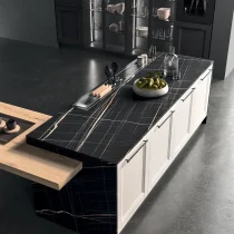 EGO Kitchen with Metal Grey Columns & Telayo Glass Cabinets - Image 9