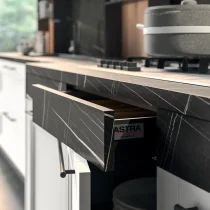 EGO Kitchen with Metal Grey Columns & Telayo Glass Cabinets - Image 2