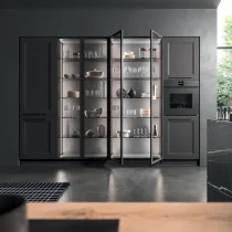 EGO Kitchen with Metal Grey Columns & Telayo Glass Cabinets - Image 11
