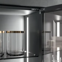 EGO Kitchen with Metal Grey Columns & Telayo Glass Cabinets - Image 10