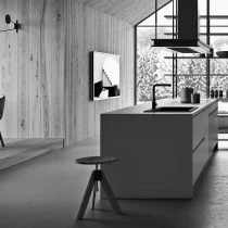LINE Island Kitchen in Ottawa & Metal Grey with Integrated Bookcase - Image 9