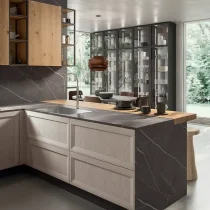 Atelier Modern Warmth Kitchen in Matte Bronze & Knotted Wood - Image 3